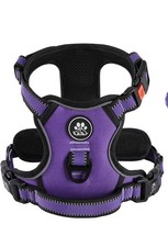 No Pull Dog Harness M Purple Front Clip Reflective Halter Adjustable Soft