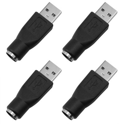 4 Pack USB To PS2 Adapter Female To Male Converter Black Mouse Keyboard Part