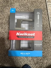 Kwikset Singapore Square Satin Nickel Bed Bath Door Handle with Microban  Lock