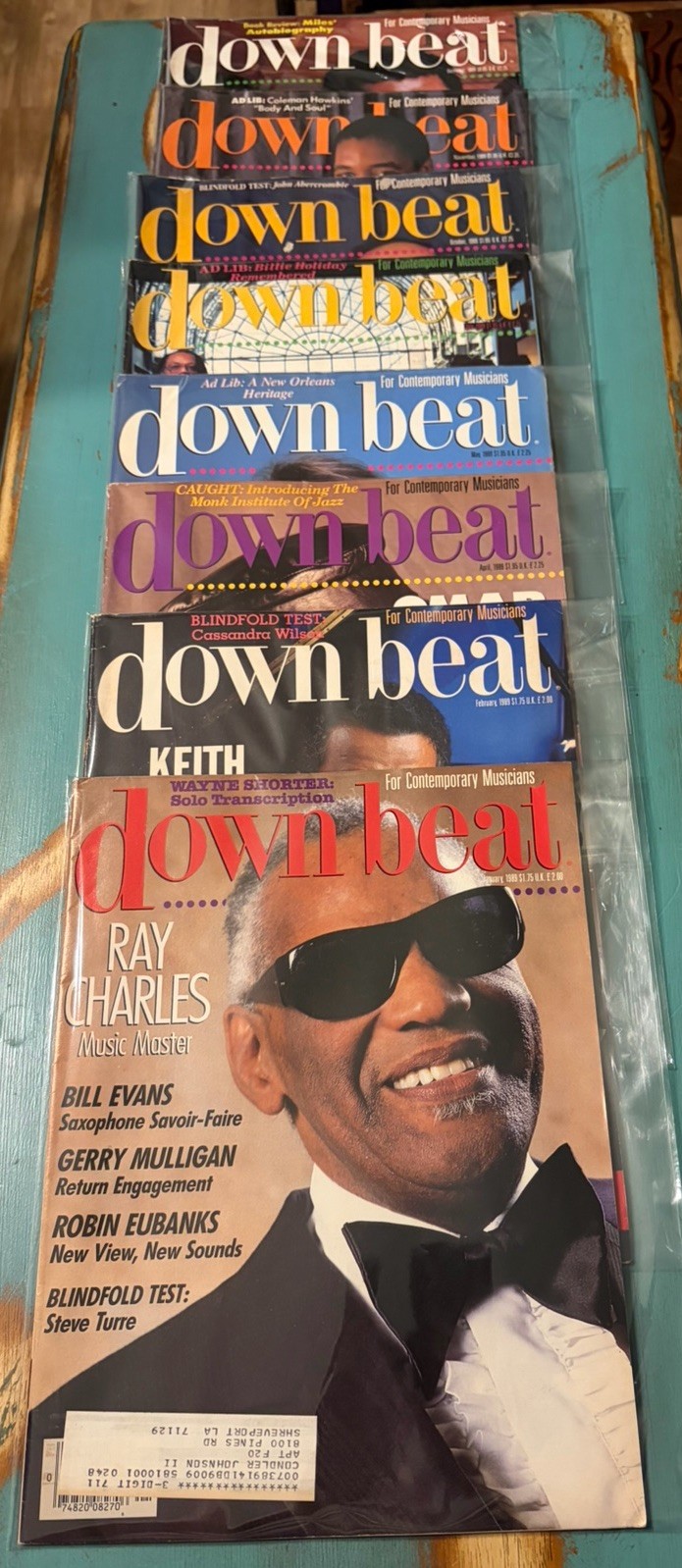 Vintage Down Beat Magazine 1989 Lot of 8 Jazz Musicians Ray Charles Evans