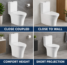 White Ceramic Rimless Toilet Close Coupled Close-To-Wall Back-To-Wall Modern