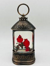 Cardinal Christmas Snow Globe Lantern Swirling Glitter, Lighted, Musical
