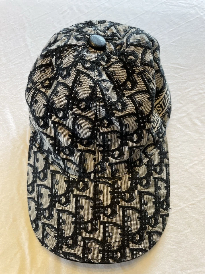 Christian Dior Black & Gray Women’s Hat One Size Leather Fabric Beautiful - Image 2 of 4