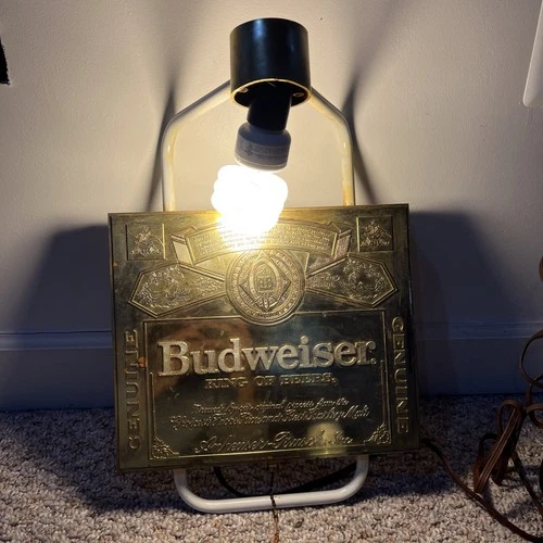Budweiser Beer Lighted Sign Lamp Man Cave Works VINTAGE 1986