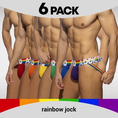 ADDICTED 6 PACK RAINBOW JOCK  AD SEXY UNDERWEAR  JOCKSTRAPAD1144P