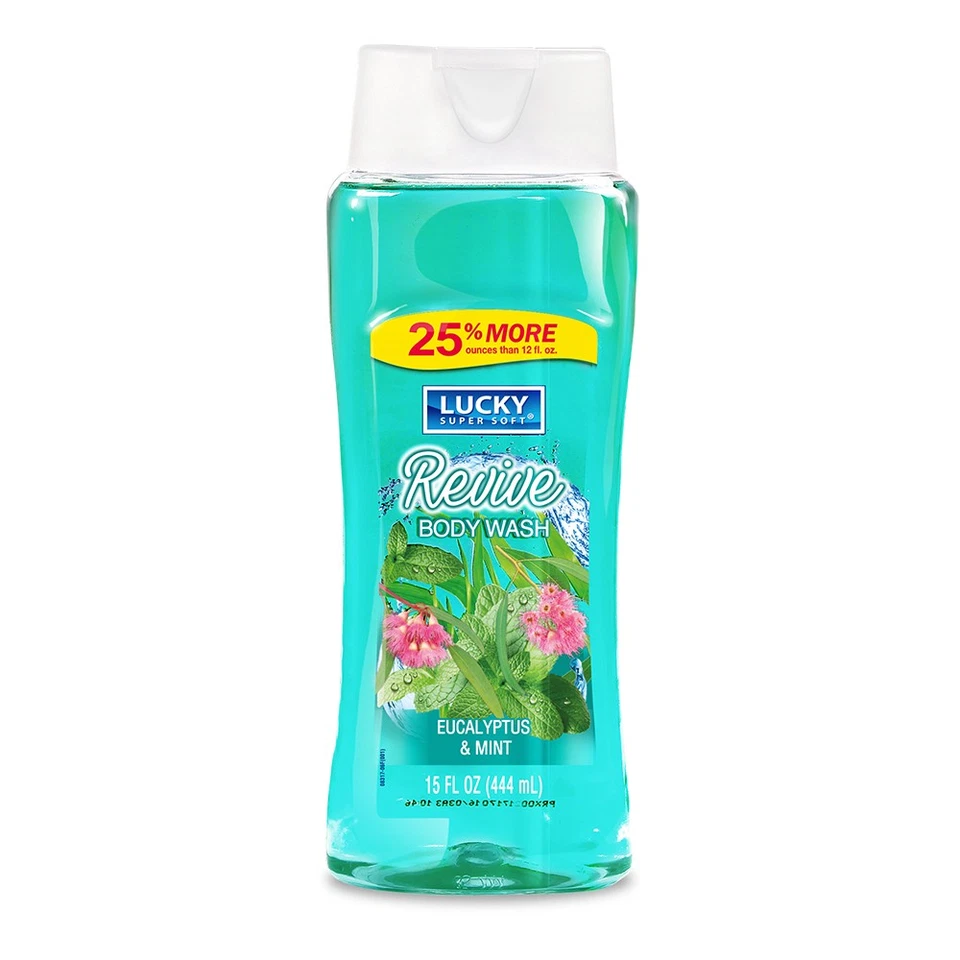 Jabón corporal Lucky Super Soft Revive. Eucalipto y menta. 15 fl.oz. Pack de 6 Foto 2 de 4