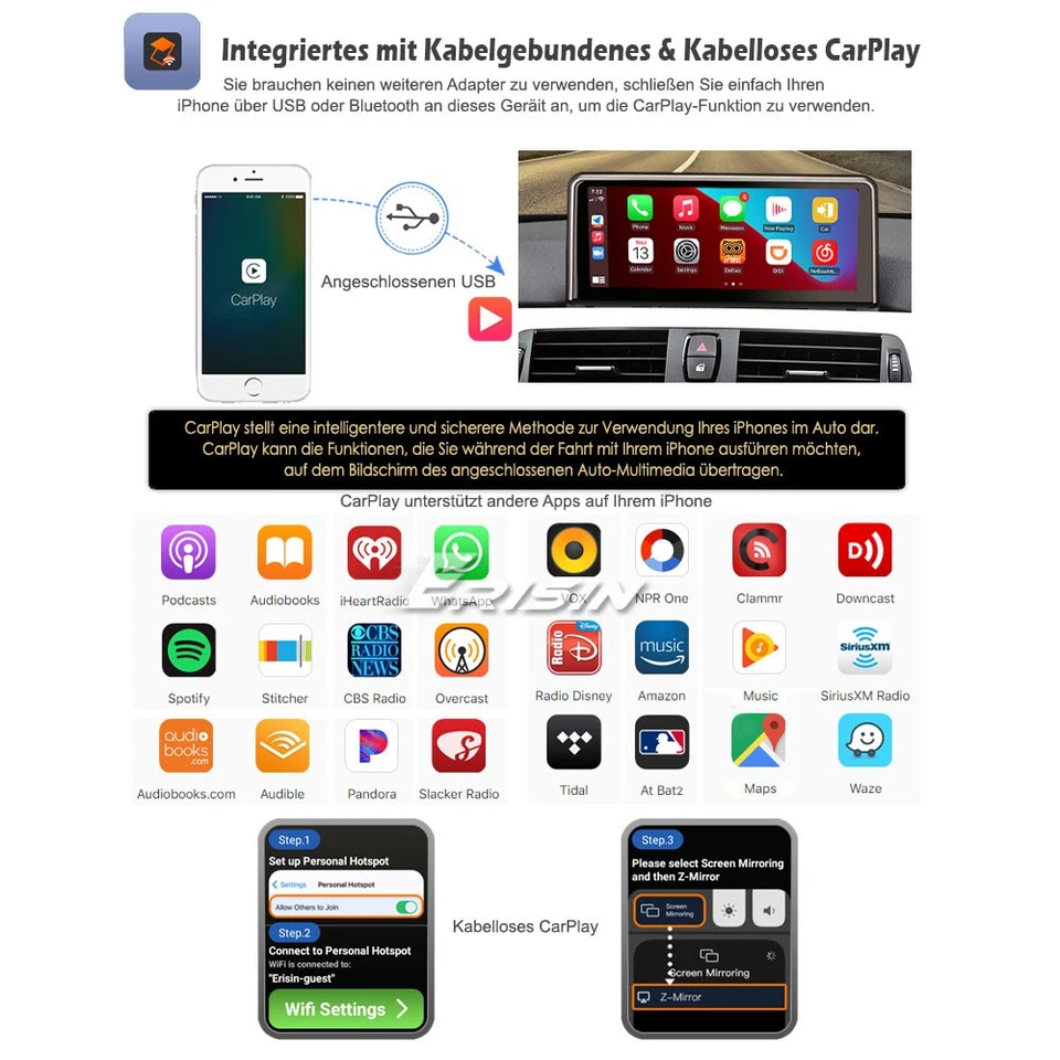 10.25" CarPlay Android 14 Autoradio GPS Navi BMW 3er F30 F31 F34 4er F32 F33 M3 - Bild 4 von 4