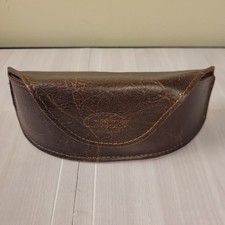 Vintage Fossil Brown Genuine Leather Eyeglass Sunglasses Soft Case Pouch Magneti
