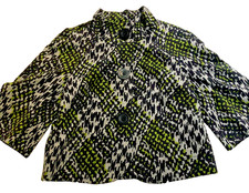 Trina Turk Womens Crop Blazer Sz 2 Green Gray Geometric 3/4 Sleeves Lined NWOT