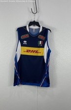 Errea Italy Volleyball Jersey Sleeveless Shirt Blue Yellow Size XL