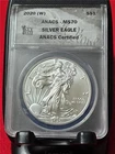 2020 (W)  American 1oz .999 Silver Eagle ASE DOLLAR  ANACS MS 70         #T3826