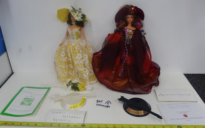 Collector Ed Summer Splendor & Autumn Glory Barbie Dolls with COAs & Stands LOT