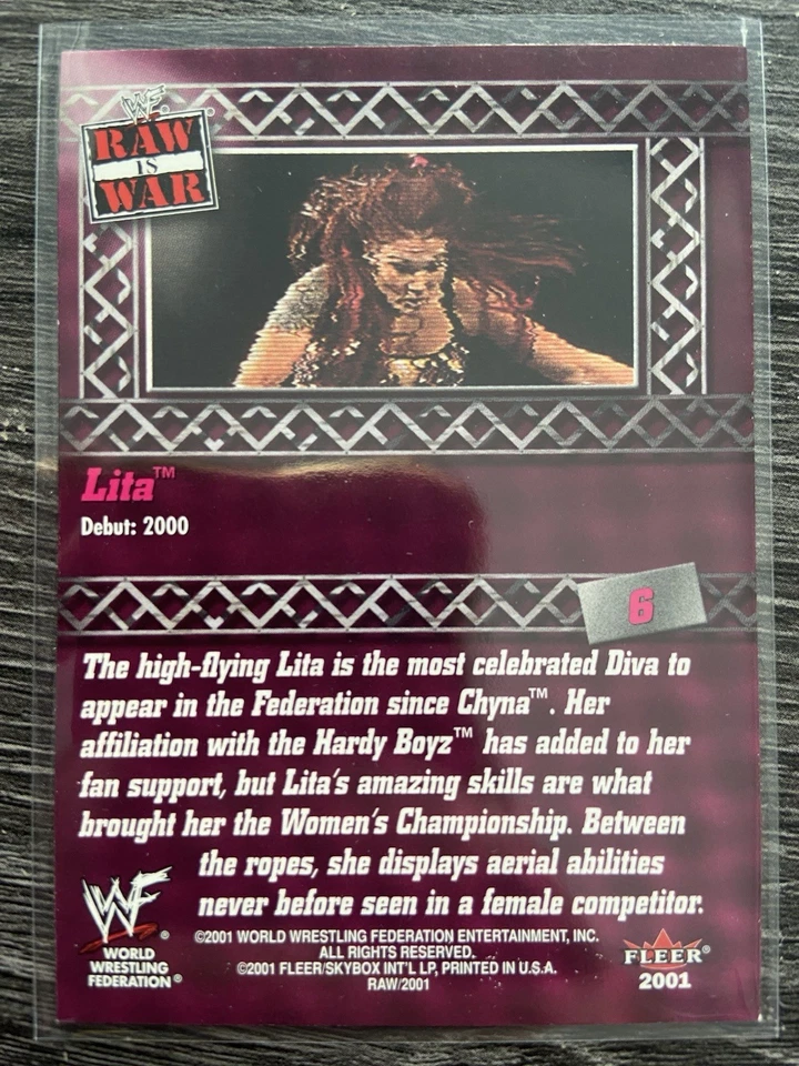 2001 Fleer WWF Raw is War - Lita #6 (RC) Wrestling Trading Card - Image 2 of 2