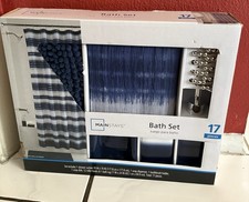 17-PC Bathroom Set:Shower Curtain,Rug,Soap Dispenser,s dish,T-brush Holder,Hooks