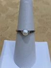 Vintage ACI Sterling Silver 925 Designer Signed Pearl and Marcasite Ring Size 7