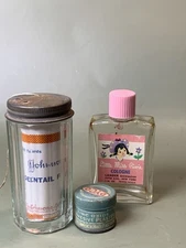 VTG JOHNSON'S Dental Floss Glass Jar, Dyco Zinc Oxide Paste Tin, Miss Pixie Jar