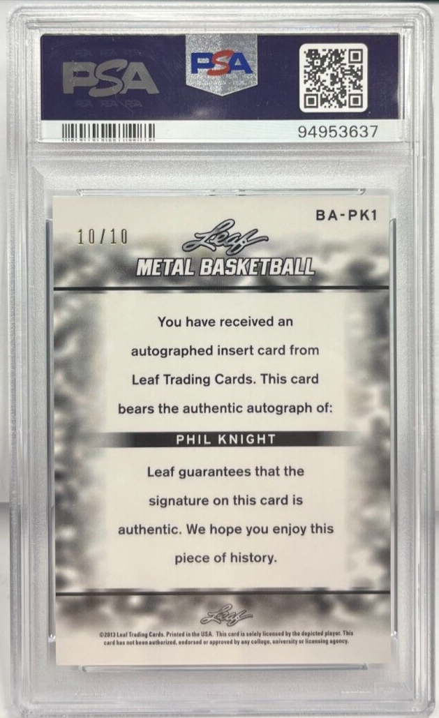 Phil Knight 2012 Leaf Metal Autograph Auto Holo Green #