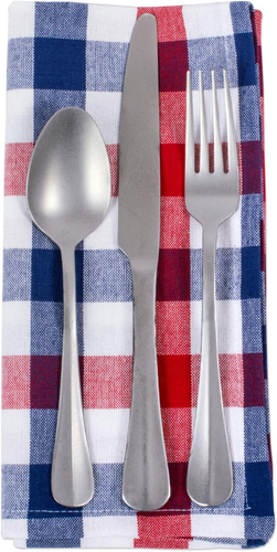 DII 4Th of July Tabletop Collection, Napkin Set, Red, White & Blue Check, 6 Piec - Picture 3 of 12