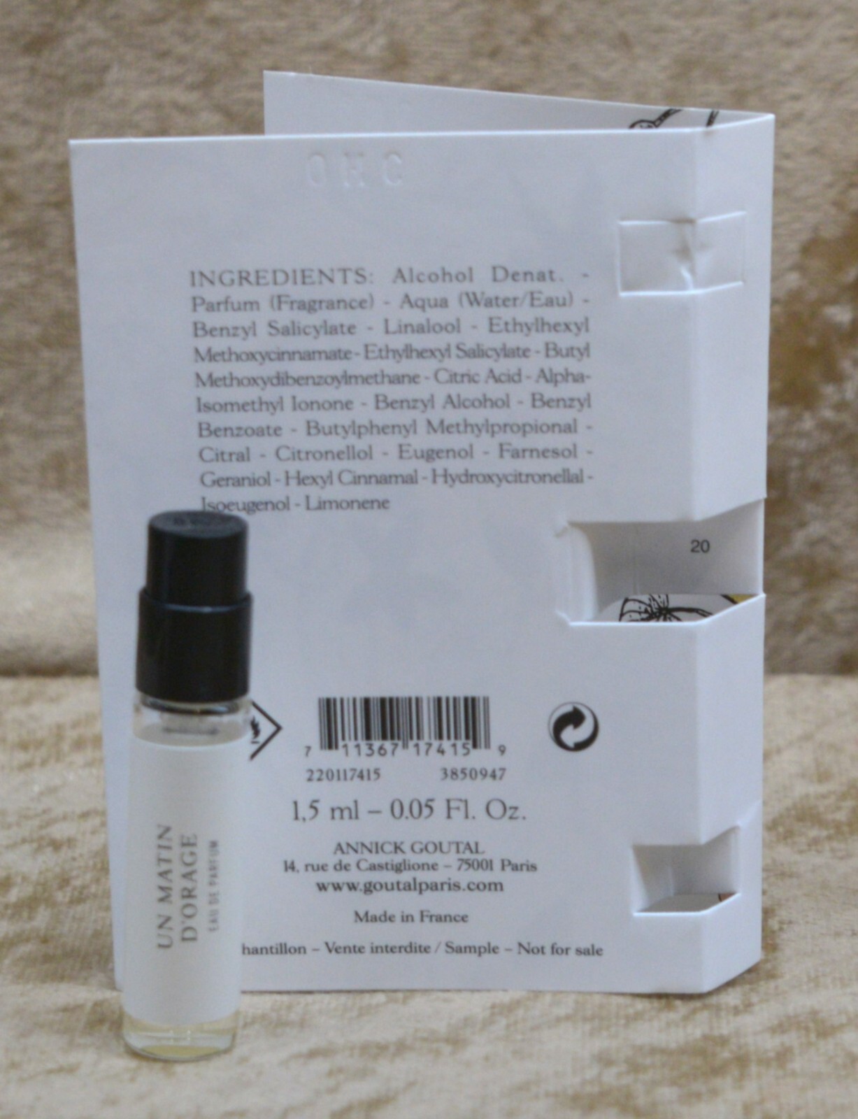 UN MATIN D'ORAGE ANNICK GOUTAL EAU DE PARFUM 1 x SAMPLE 0.04 FL OZ 1.5