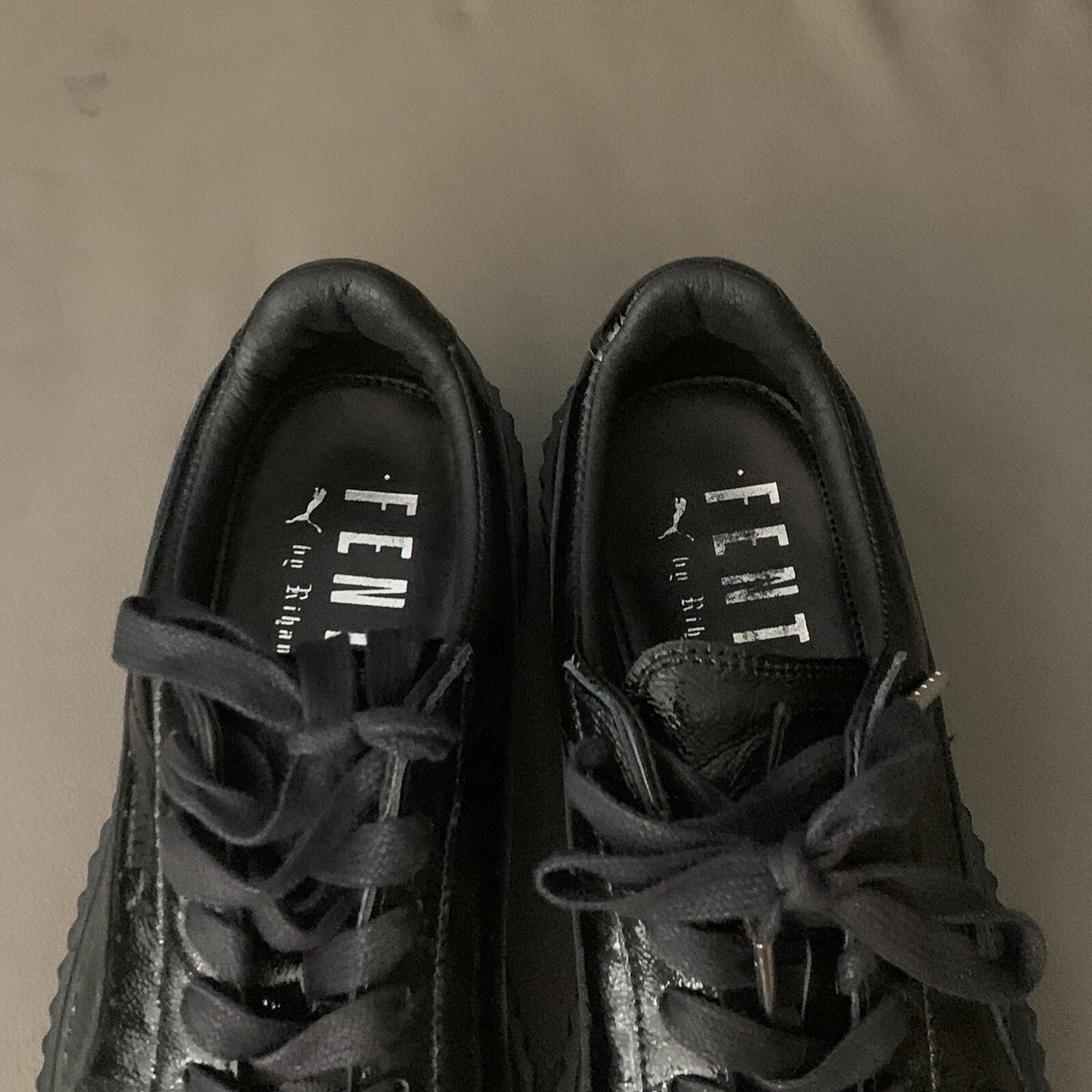 Puma Fenty By Rihanna Black Patent Leather Creeper. Size 7.5