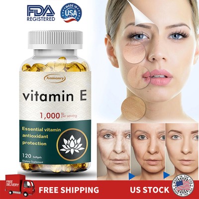 Vitamin E Capsules 1000IU - Supports Skin, Hair, Immune & Eye Health,Antioxidant