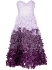 $895 NEW Marchesa Notte Ombre Textured Tulle Dress Aubergine Purple 2 4 6 8 10