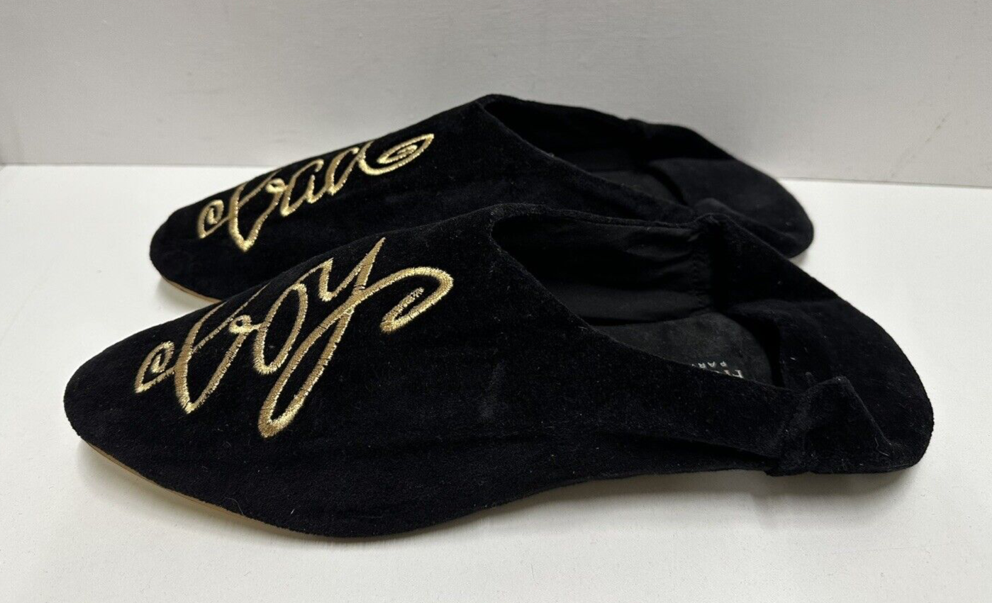 PANTOFOLA D’ORO Fragonard Parfumeur men size XL velours black babouches with g embroidery