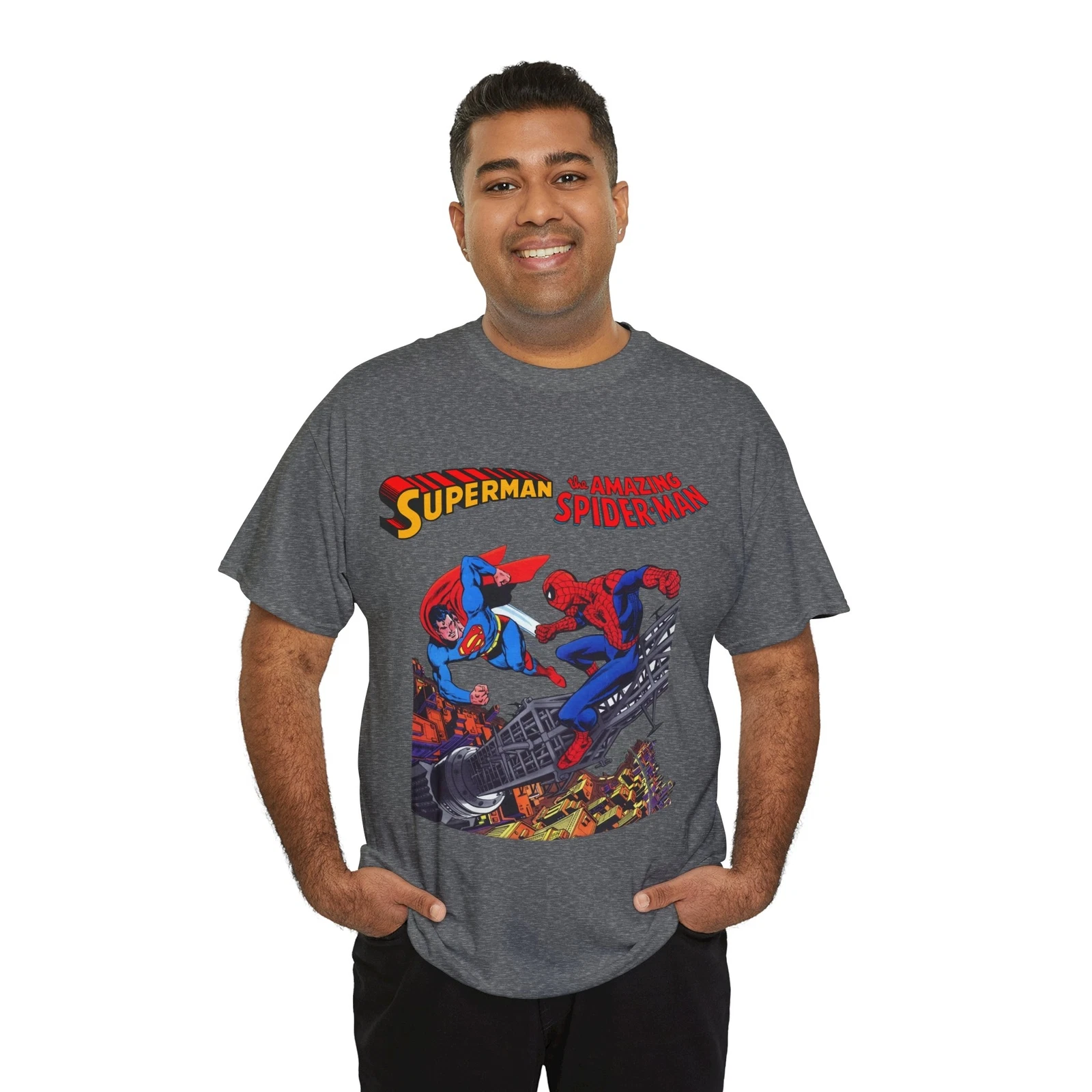 Superman & Amazing Spider-Man T-Shirt - DC/Marvel Comics Crossover - 1970s