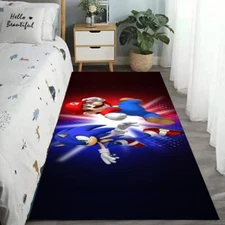 Super Mario Super Sonic Hallway Runner Rugs Bedside Carpet 2X6 FT Rubber Backing