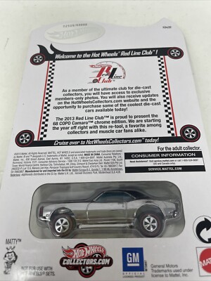 Hot Wheels 2013 RLC Membership Car '68 Copo Camaro Chrome 2505