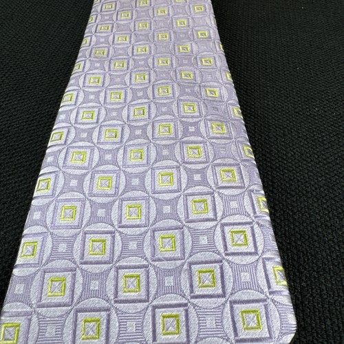 Stafford Signature Purple Geometric Mens Tie 100% Silk 59" x 3.5" Self Tipped - Picture 3 of 11