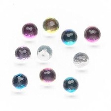 10 Clear Vitrail 8mm Flat Bottom Faceted Round Glass Embellishments 