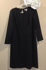 Nine West Women’s Dress Black Sheath Midi Long Sleeves Classic Size 8 [x]