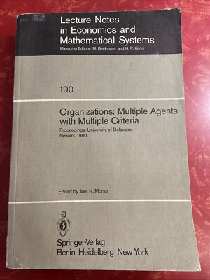 Lecture Notes in Economics and Mathematical Systems Ser.: Organizations 1981 PB