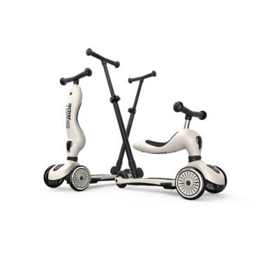 Scoot and Ride Highwaykick 1 Push and Go ash creme Roller mit Sitz + Stange NEU