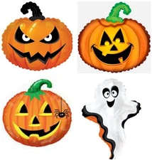 Halloween Balloons Large Pumpkins Ghost Jack O' Lantern Foil Mylar Balloons