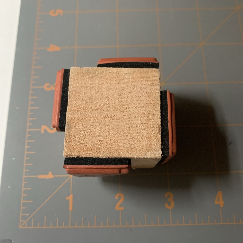 Wood Rubber Stamp- Cube 4 Sided Pretty Corners
