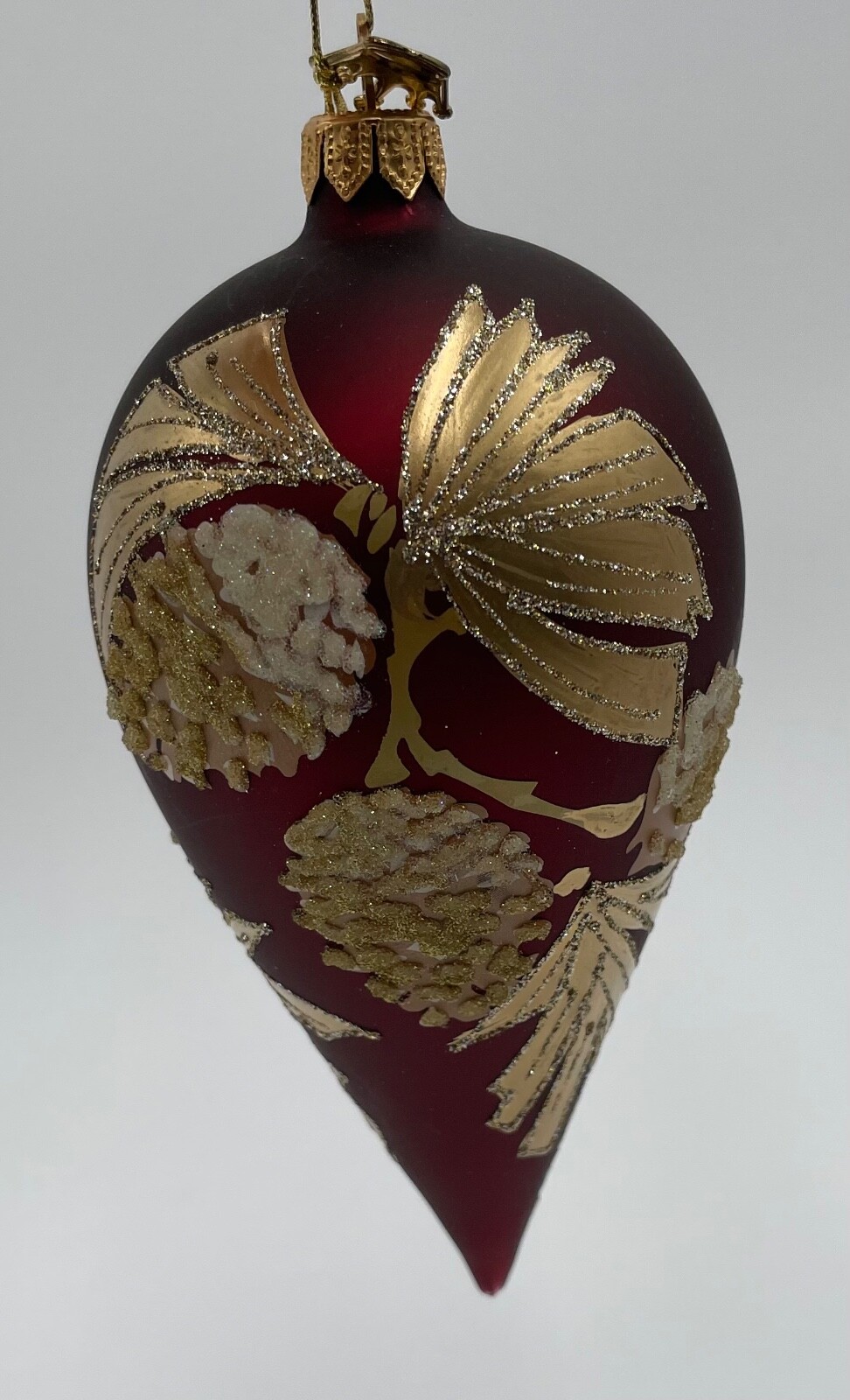 Hallmark Heritage Collection Pinecone Teardrop Blown Glass Ornament