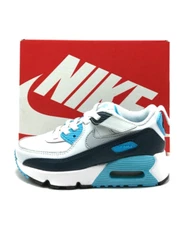 *NEW* Pre-School KIDS NIKE AIR MAX 90 EASY ON (PS) WHITE/BLUE (HF6357 100) 👍