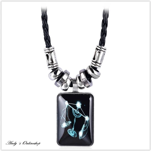 Sternzeichen Leder Halskette mit Anhänger Kette 12 Sternzeichen Geschenk Unisex - Bild 19 von 21