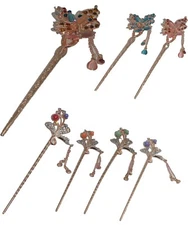 Vintage Chinese Style Rhinestone Hair Chopsticks Stick Hairpin Chignon Pin