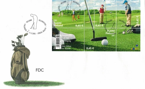 Finland 2005 Golf FDC with Stamp Sheet