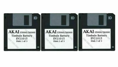 Akai S5000 / S6000 Set of Three Floppy Disks Timbale Battery EV21015