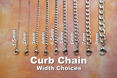#ad Curb Chain Necklace Pure 304 Stainless Steel Any Custom Length Miami Curb Chain $22.99