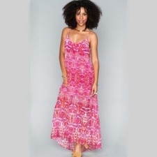 Show Me Your MuMu Size M Turlington Lightweight Maxi Dress Pink Chiffon Vacation