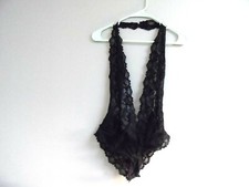 Adore Me Women's Lingerie Lace Mesh See Through Bodysuit 02297 Black Medium