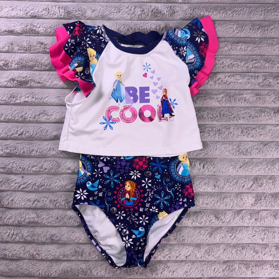 Traje de baño Disney Frozen protector contra erupciones traje de baño de dos piezas Anna Elsa niñas 5/6 FPS 50+ Foto 2 de 4