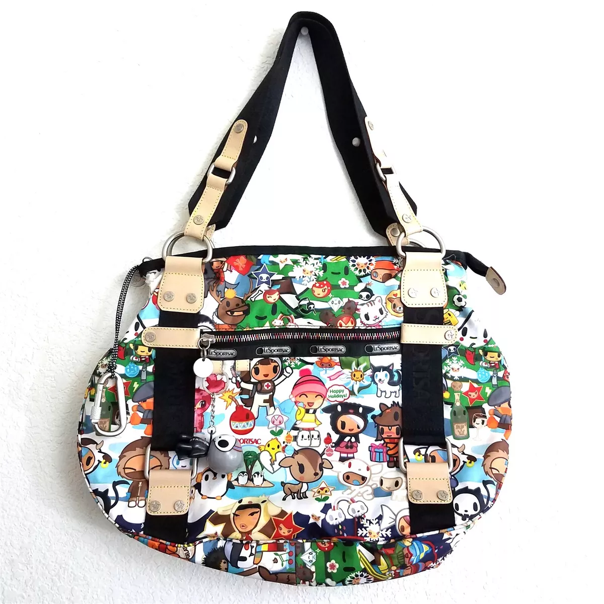 Tokidoki for LeSportsac Purse Shoulder Bag Happy Holidays Print with Charm