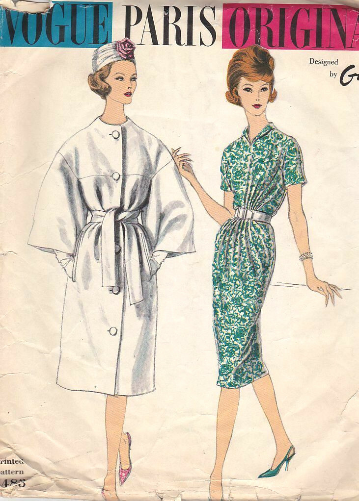 1960s Vintage VOGUE Sewing Pattern DRESS COAT B36 (1873) Gres