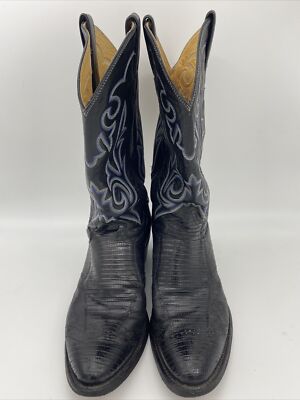 JUSTIN black leather cowboy boots size 10 D | eBay display picture 3